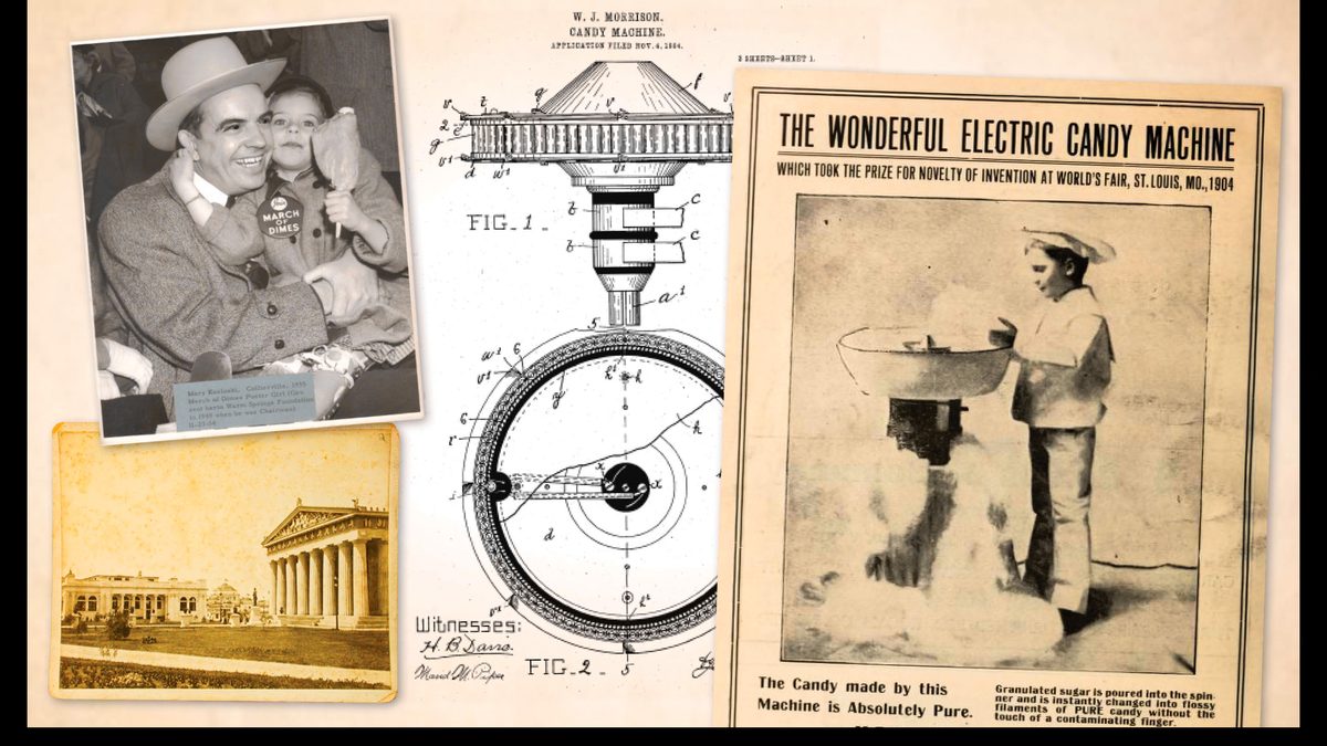 Παλιά διαφήμιση της Electric Candy Machine Company για το μαλλί της γριάς